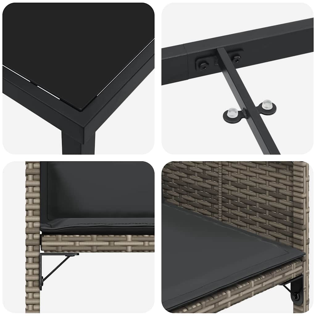 vidaXL Σέτ φαγητού για κήπο με μαξιλάρι 5 pcs Γκρι Πολυ ράταν