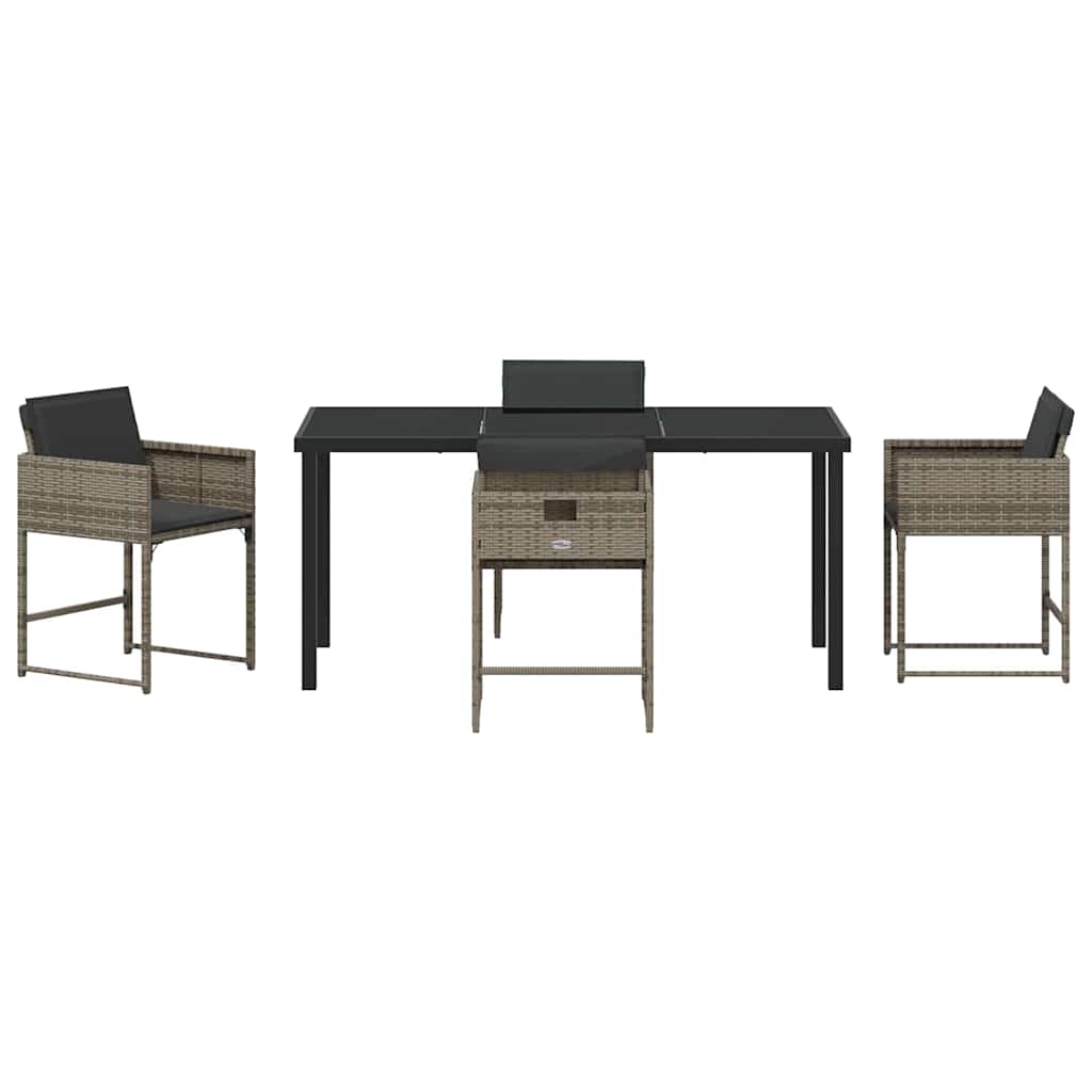 vidaXL Σέτ φαγητού για κήπο με μαξιλάρι 5 pcs Γκρι Πολυ ράταν