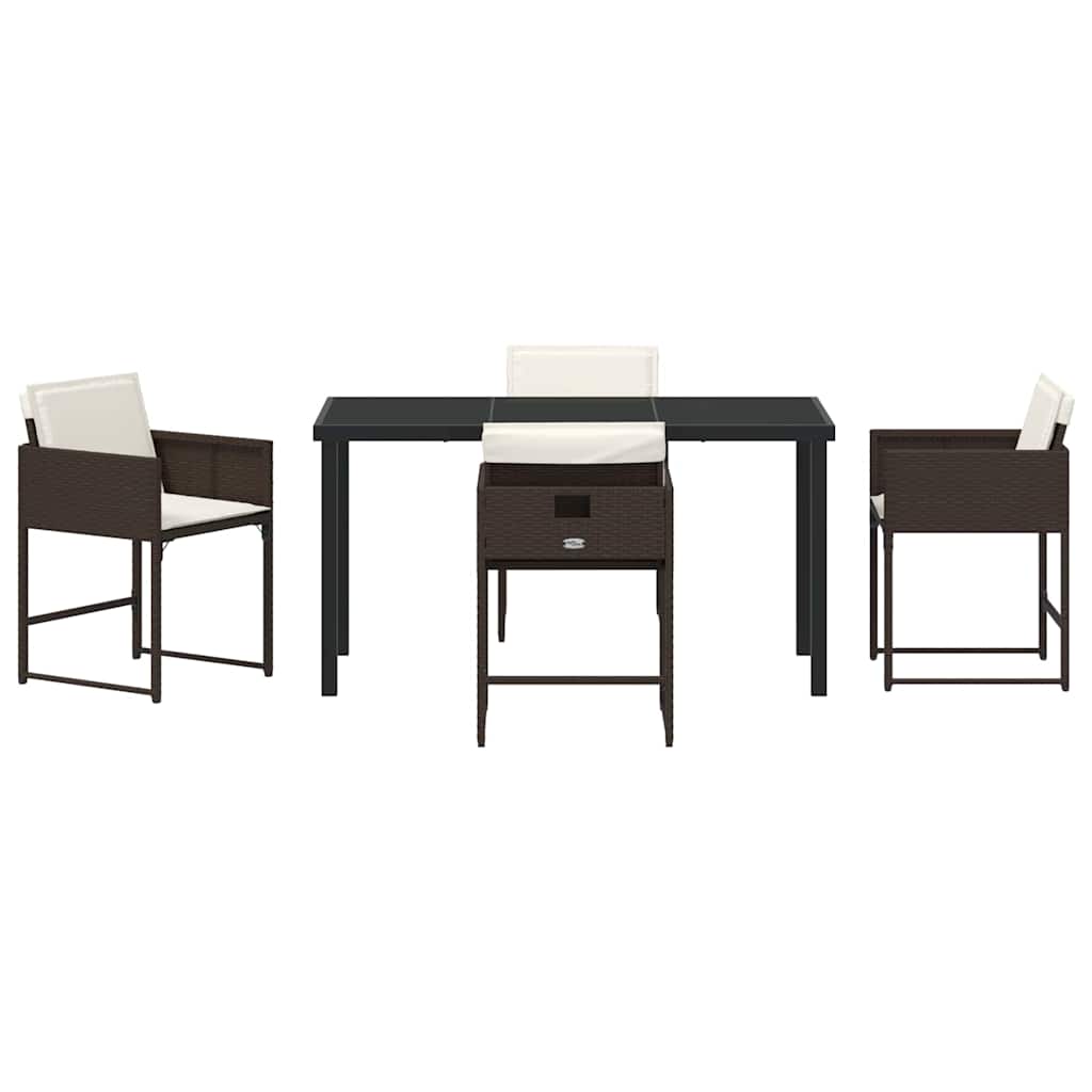 vidaXL Σέτ φαγητού για κήπο με μαξιλάρι 5 pcs Καφέ Πολυ ράταν