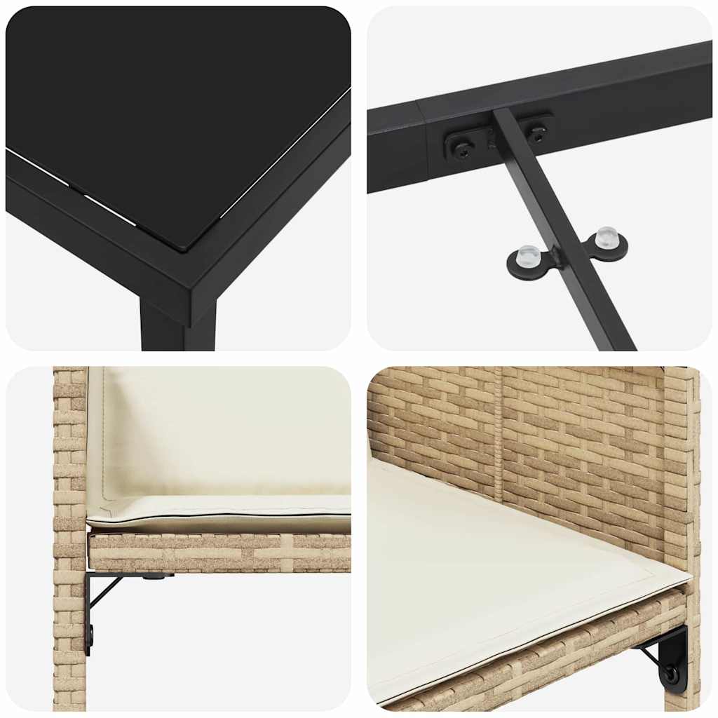 vidaXL Σέτ φαγητού για κήπο με μαξιλάρι 5 pcs Μπεζ Πολυ ράταν