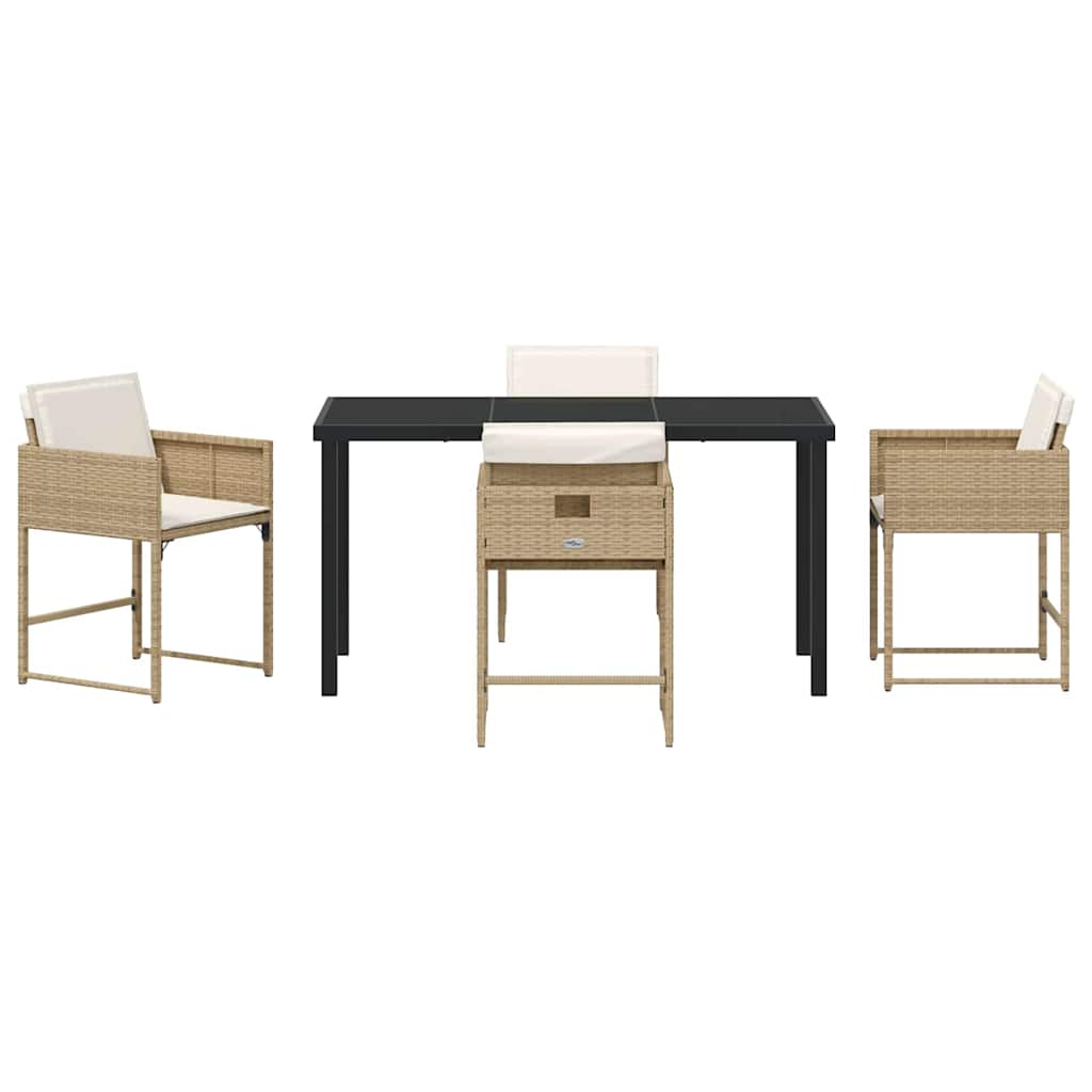 vidaXL Σέτ φαγητού για κήπο με μαξιλάρι 5 pcs Μπεζ Πολυ ράταν