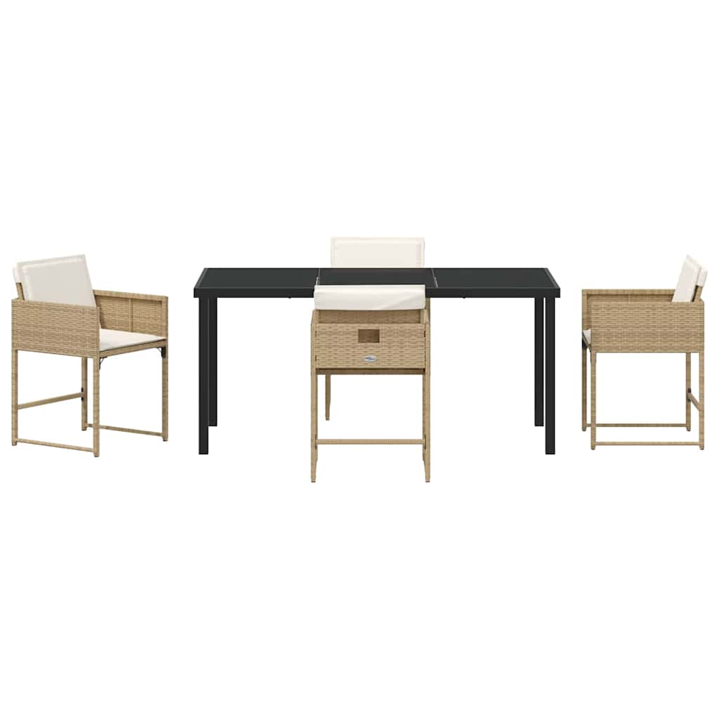 vidaXL Σέτ φαγητού για κήπο με μαξιλάρι 5 pcs Μπεζ Πολυ ράταν