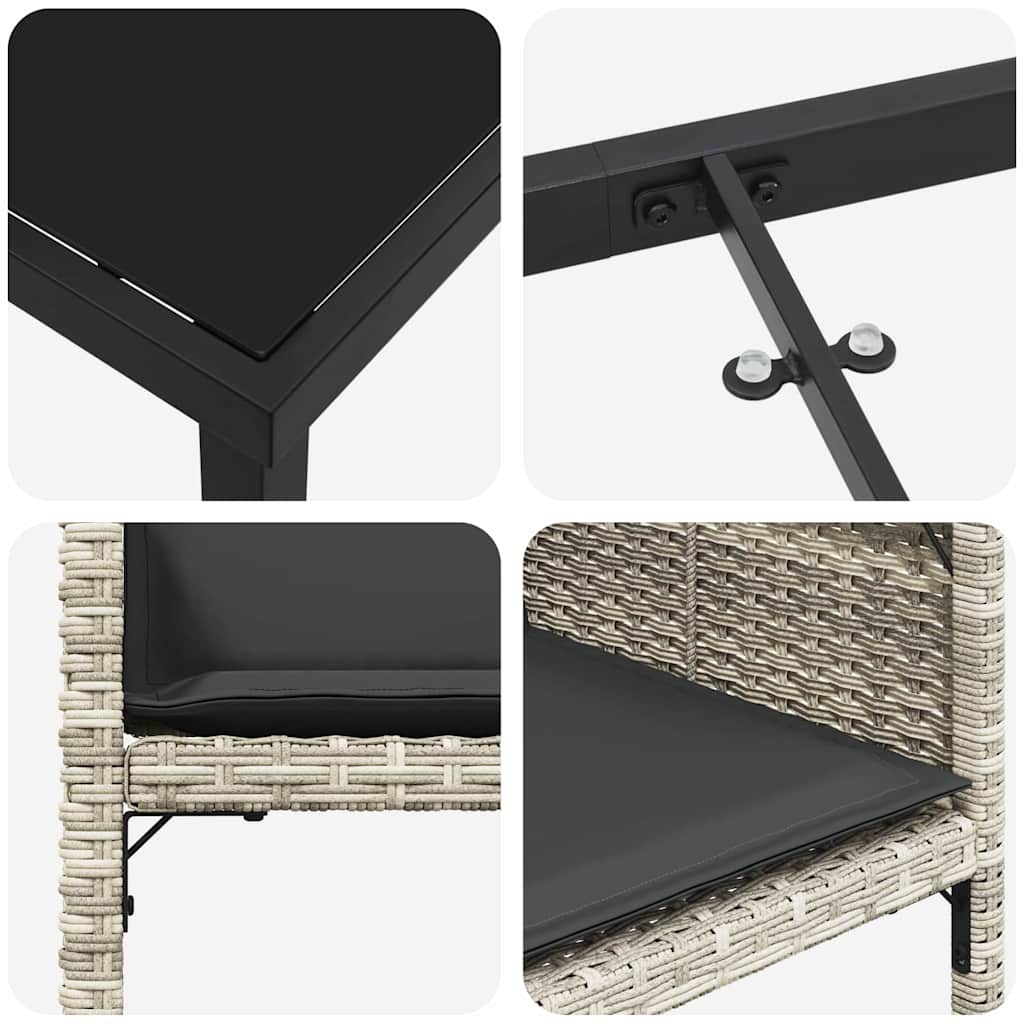 vidaXL Σέτ φαγητού για κήπο με μαξιλάρι 5 pcs Ανοιχτό γκρι Πολυ ράταν