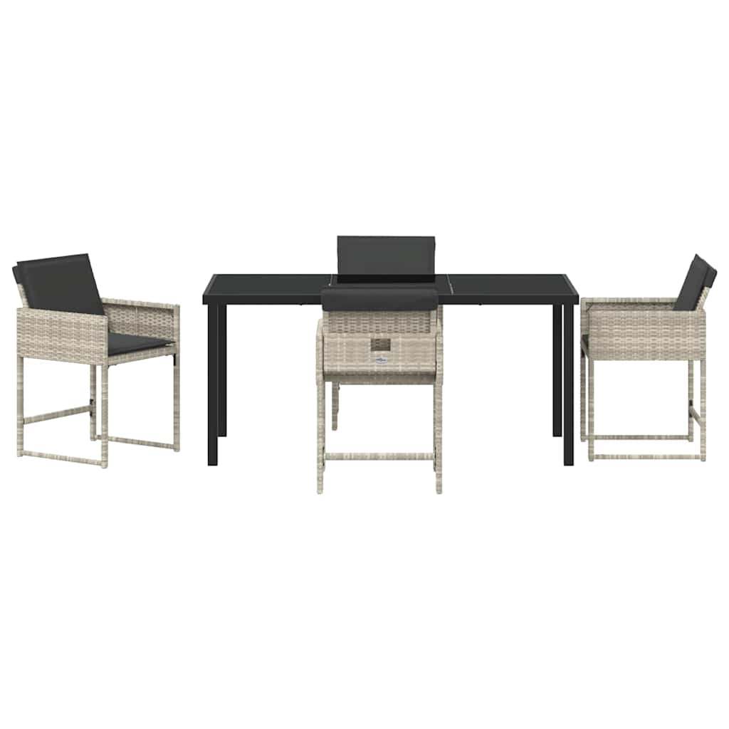 vidaXL Σέτ φαγητού για κήπο με μαξιλάρι 5 pcs Ανοιχτό γκρι Πολυ ράταν