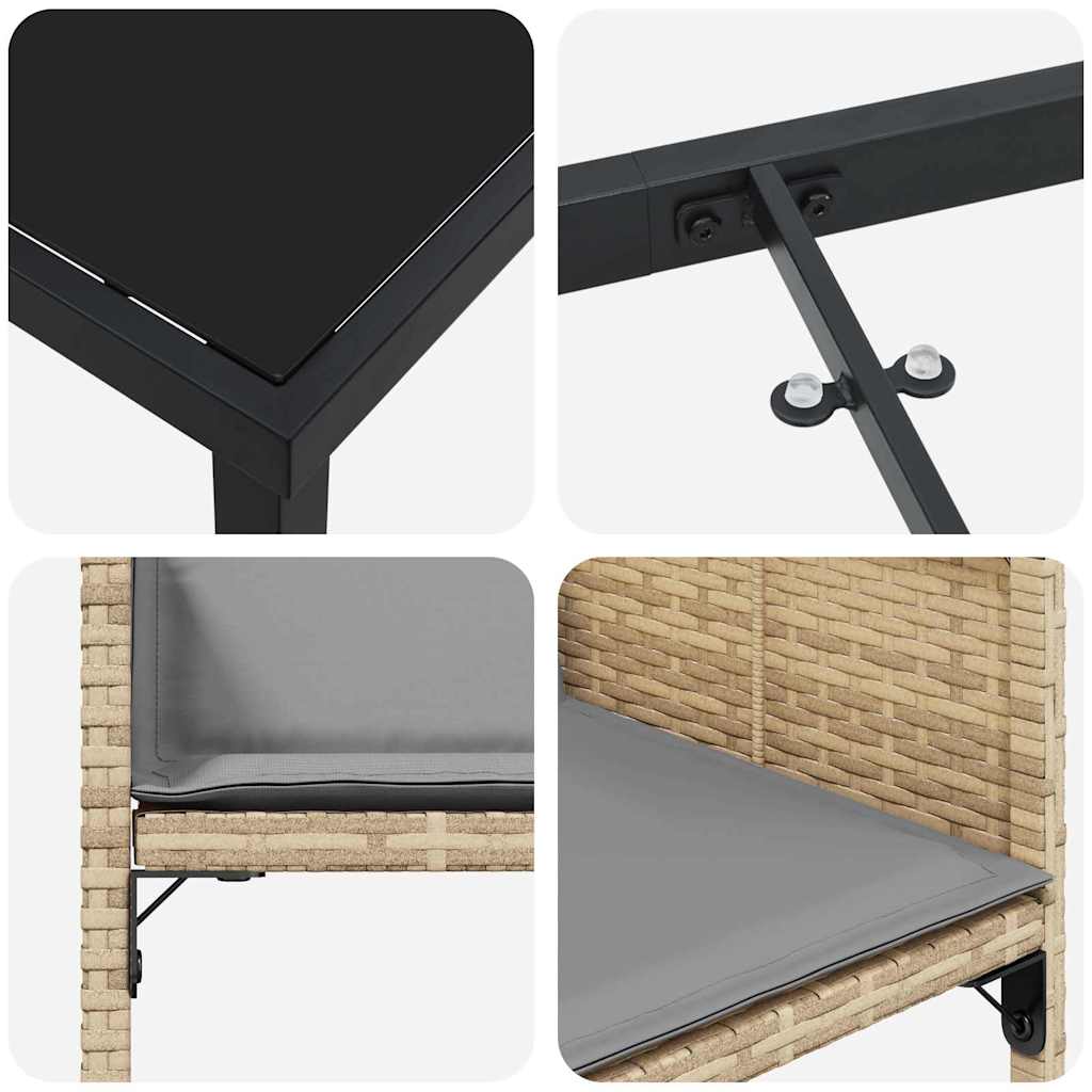 vidaXL Σετ Κήπου 5 Τεμαχίων με Μαξιλάρια Μπεζ Πολυ Ράτταν