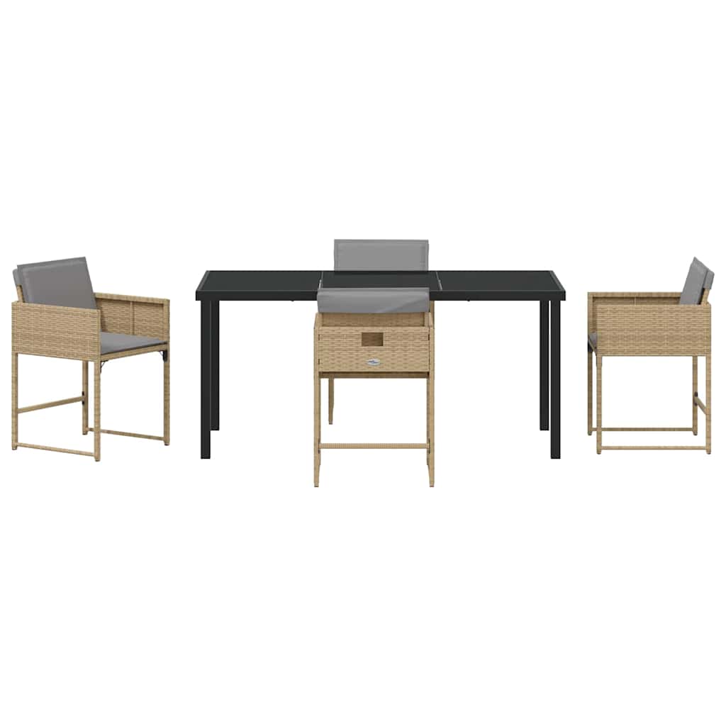 vidaXL Σετ Κήπου 5 Τεμαχίων με Μαξιλάρια Μπεζ Πολυ Ράτταν