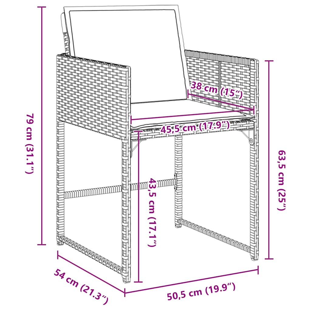 vidaXL Σετ Κήπου 5 Τεμαχίων με Μαξιλάρια Μπεζ Πολυ Ράτταν