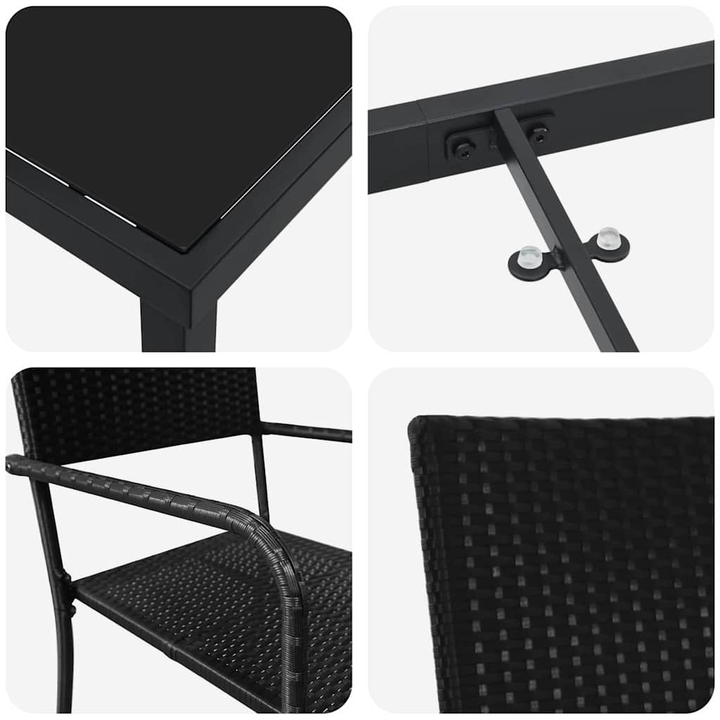 vidaXL Σετ Κήπου 3 Τεμαχίων με Μαύρες Πολυ Ράτταν