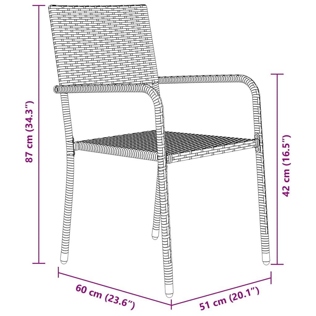 vidaXL Σετ Κήπου 3 Τεμαχίων με Μαύρες Πολυ Ράτταν