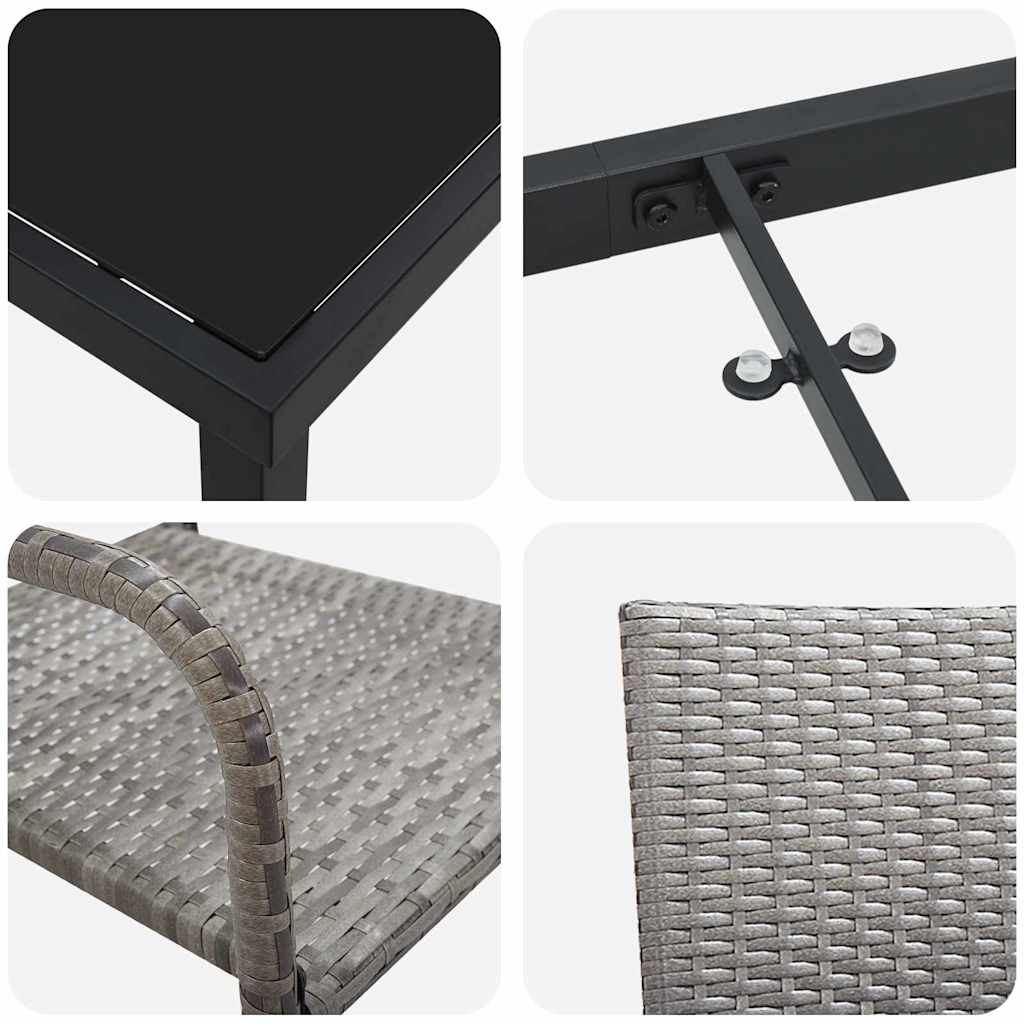 vidaXL Σετ 5 Τεμαχίων Κηπουρικών Επίπλων σε Γκρι Πολυ Ράφτιν