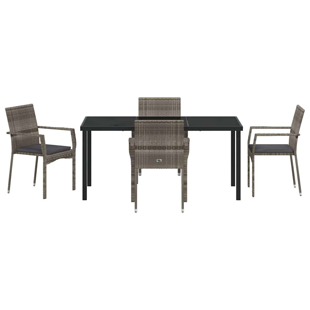 vidaXL Σέτ φαγητού για κήπο με μαξιλάρι 5 pcs Γκρι Πολυ ράταν