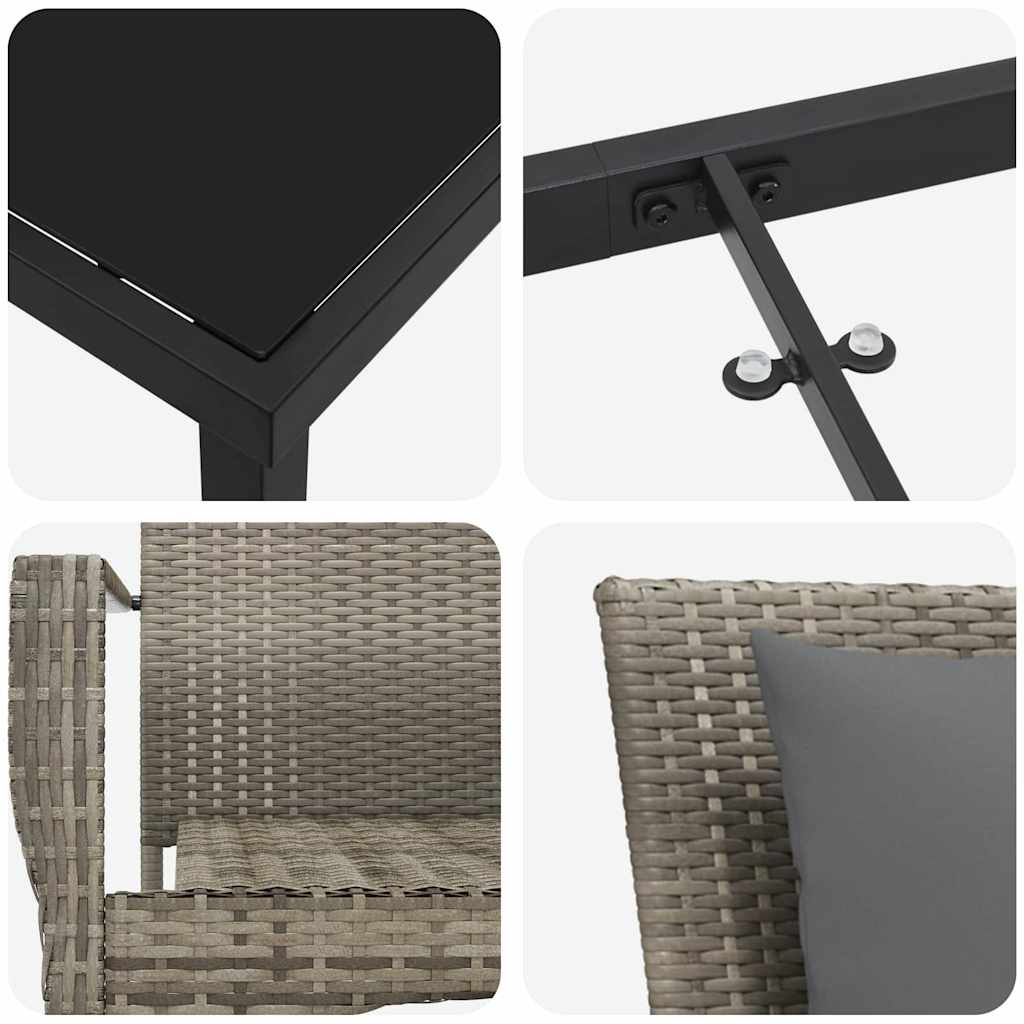 vidaXL Σετ Καρεκλών Κήπου με μαξιλάρι 7 pcs Γκρι 160 x 80 x 73 εκ