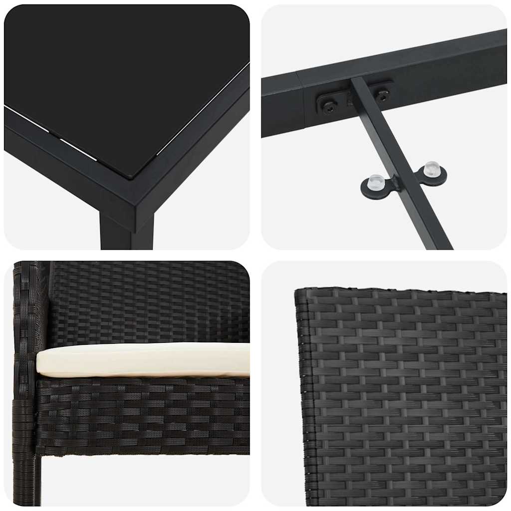 vidaXL Σετ Εξωτερικού Χώρου 5 Τεμαχίων με Μαξιλάρια σε Μαύρο Πολυ Ράττεν
