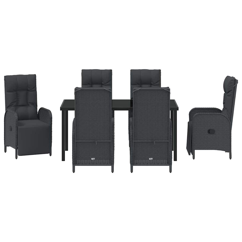 vidaXL Σετ Κηπουρικής Τραπεζαρίας 7 Τεμαχίων με Μαξιλάρια σε Μαύρο Πολυ Ράφτ