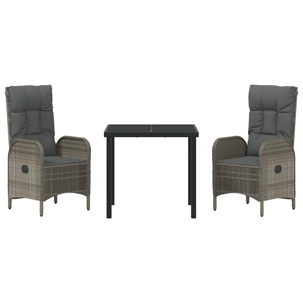 vidaXL Σετ Κηπουρικής 3 Τεμάχια Γκρι Πολυ Ράτταν