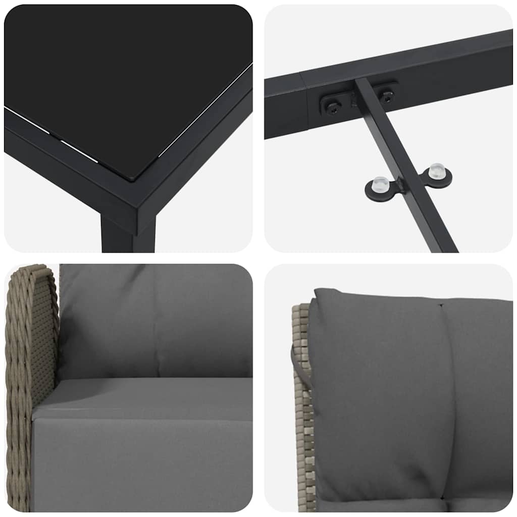 vidaXL Σετ 5 Τεμαχίων Σαλονιού Κήπου με Μαξιλάρια, Γκρι Πολυ Ράτταν.