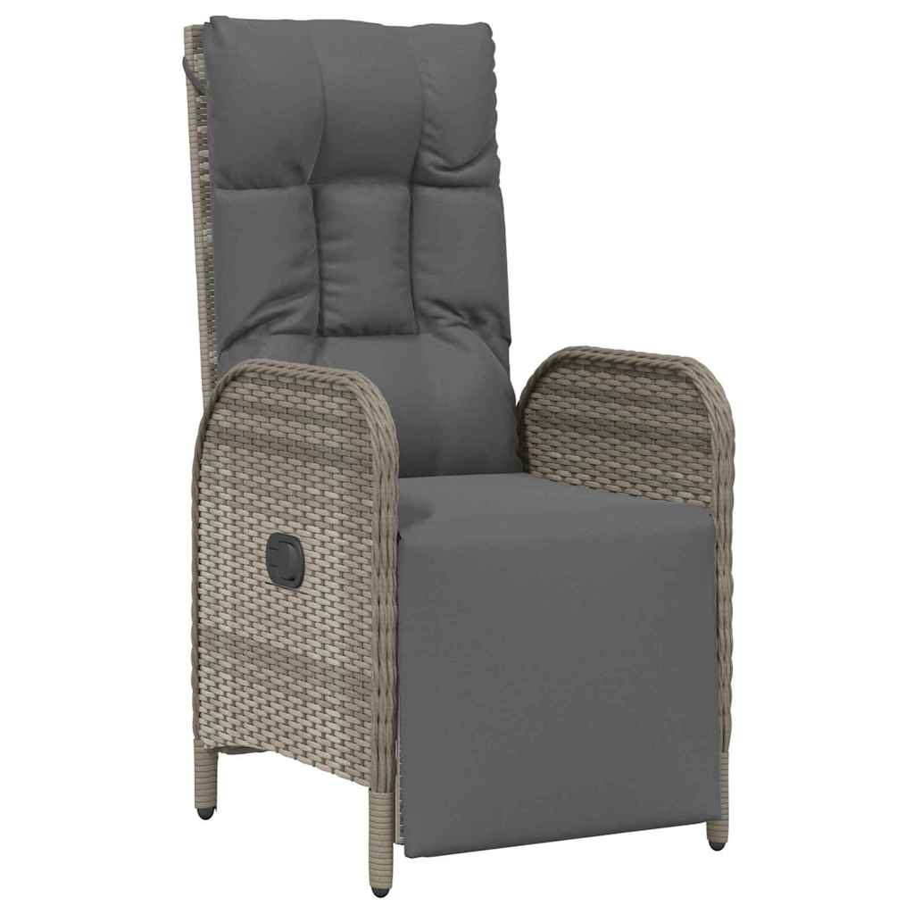 vidaXL Σέτ φαγητού για κήπο με μαξιλάρι 7 pcs Γκρι Πολυ ράταν