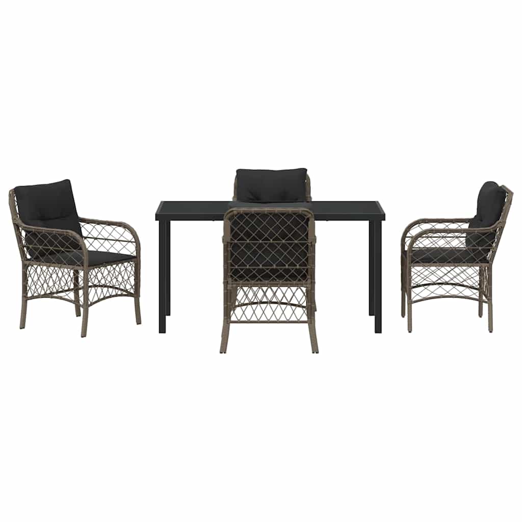 vidaXL Σέτ φαγητού για κήπο με μαξιλάρι 5 pcs Γκρι Πολυ ράταν