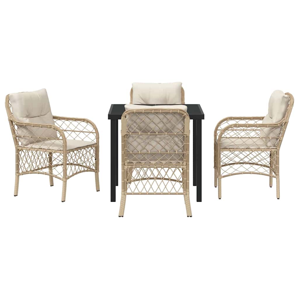 vidaXL Σετ Καθιστικού Κήπου 5 Τεμαχίων με Μαξιλάρια Μπεζ Πολυ Ρατάν