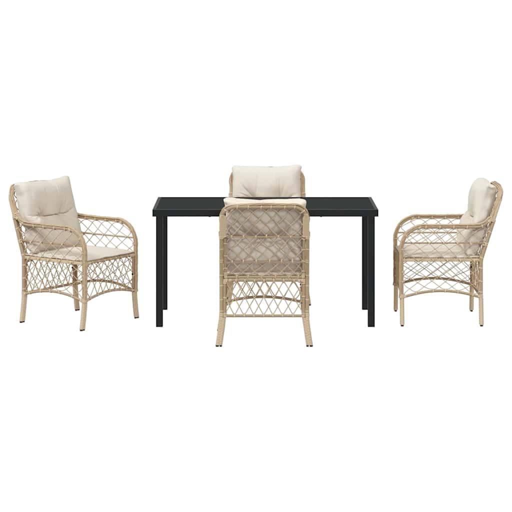 vidaXL Σέτ φαγητού για κήπο με μαξιλάρι 5 pcs Μπεζ Πολυ ράταν