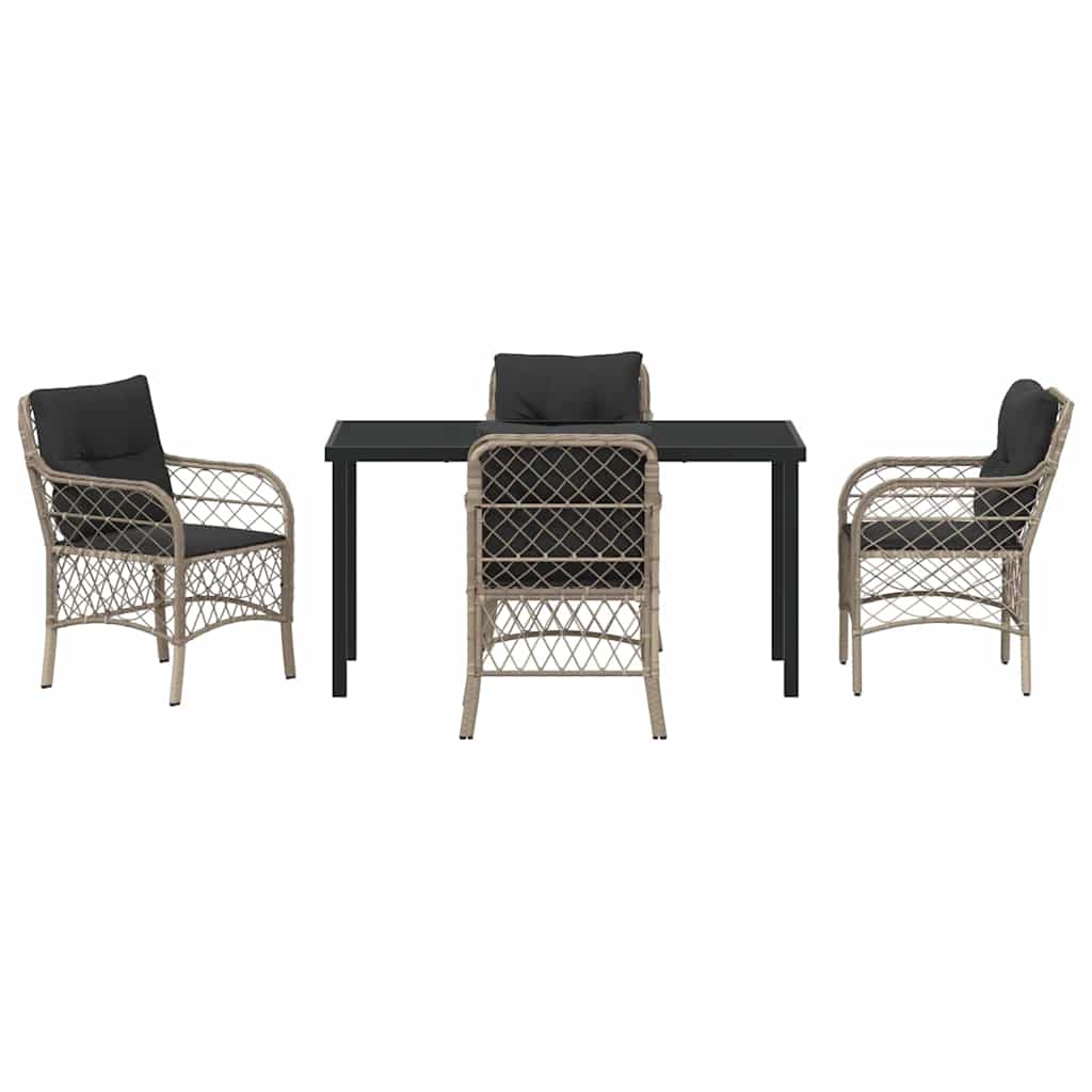 vidaXL Σέτ φαγητού για κήπο με μαξιλάρι 5 pcs Ανοιχτό γκρι Πολυ ράταν