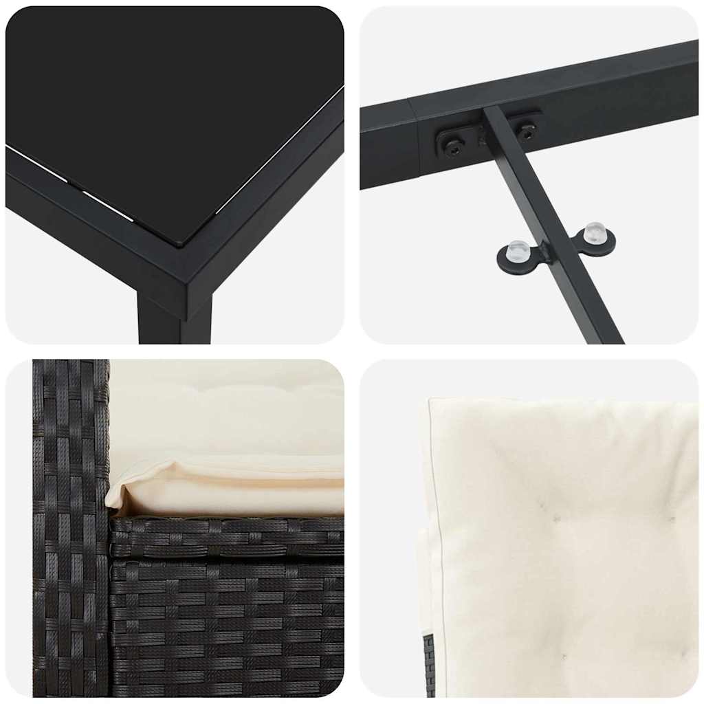 vidaXL Σέτ φαγητού για κήπο 5 pcs Μαύρο συνθετικό ρατάν