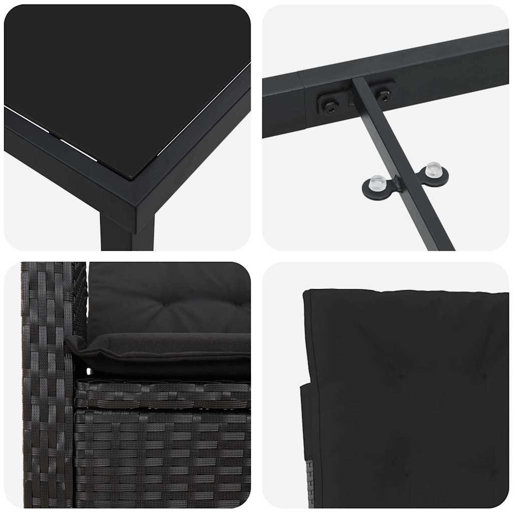 vidaXL Σέτ φαγητού για κήπο 5 pcs Μαύρο συνθετικό ρατάν