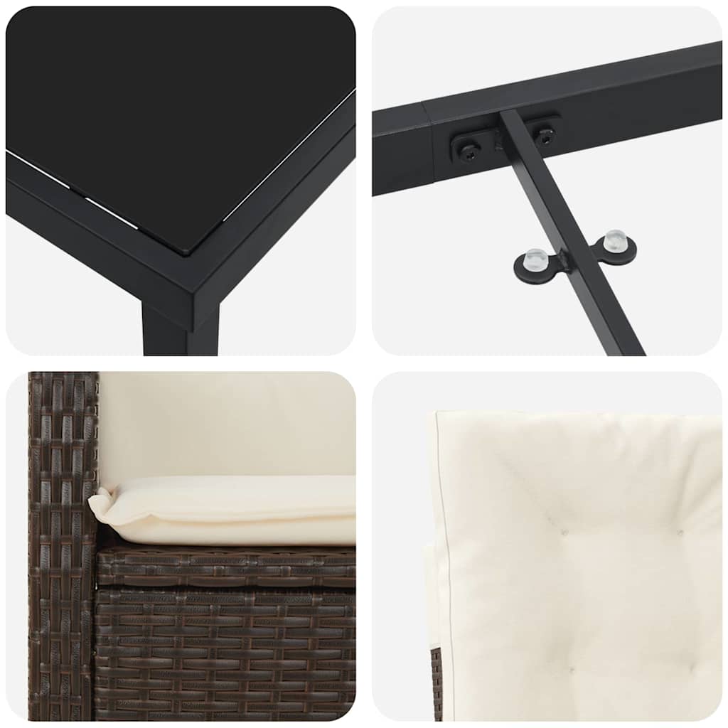 vidaXL Σέτ φαγητού για κήπο 7 pcs Καφέ συνθετικό ρατάν