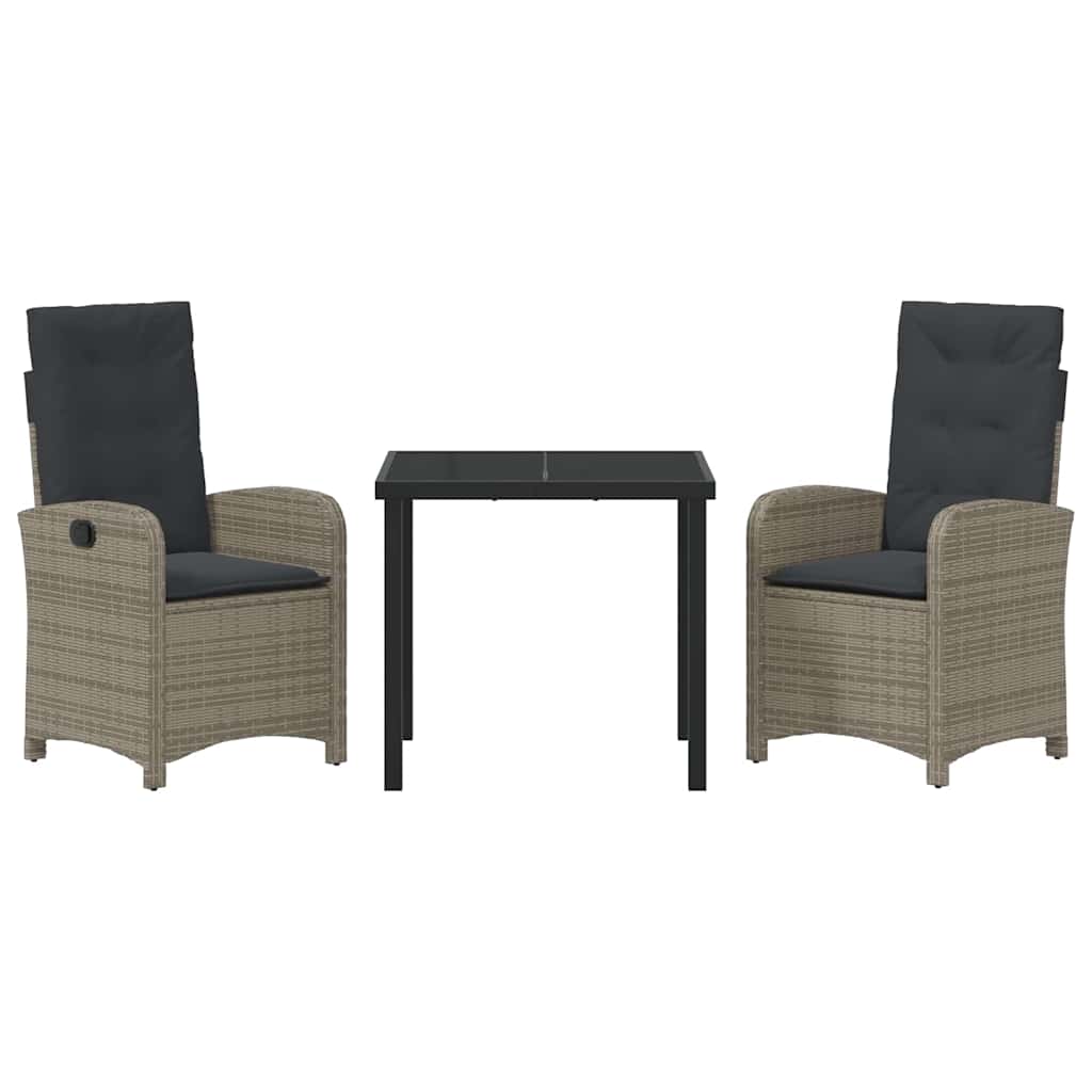 vidaXL Σέτ φαγητού για κήπο 3 pcs Γκρι συνθετικό ρατάν