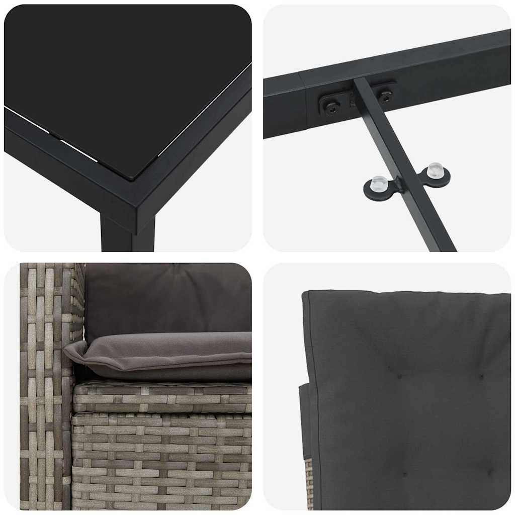 vidaXL Σέτ φαγητού για κήπο 5 pcs Γκρι συνθετικό ρατάν