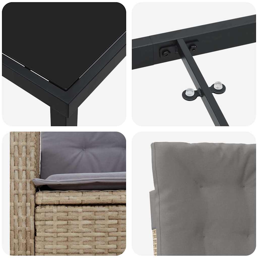 vidaXL Σέτ φαγητού για κήπο 3 pcs Μπεζ συνθετικό ρατάν