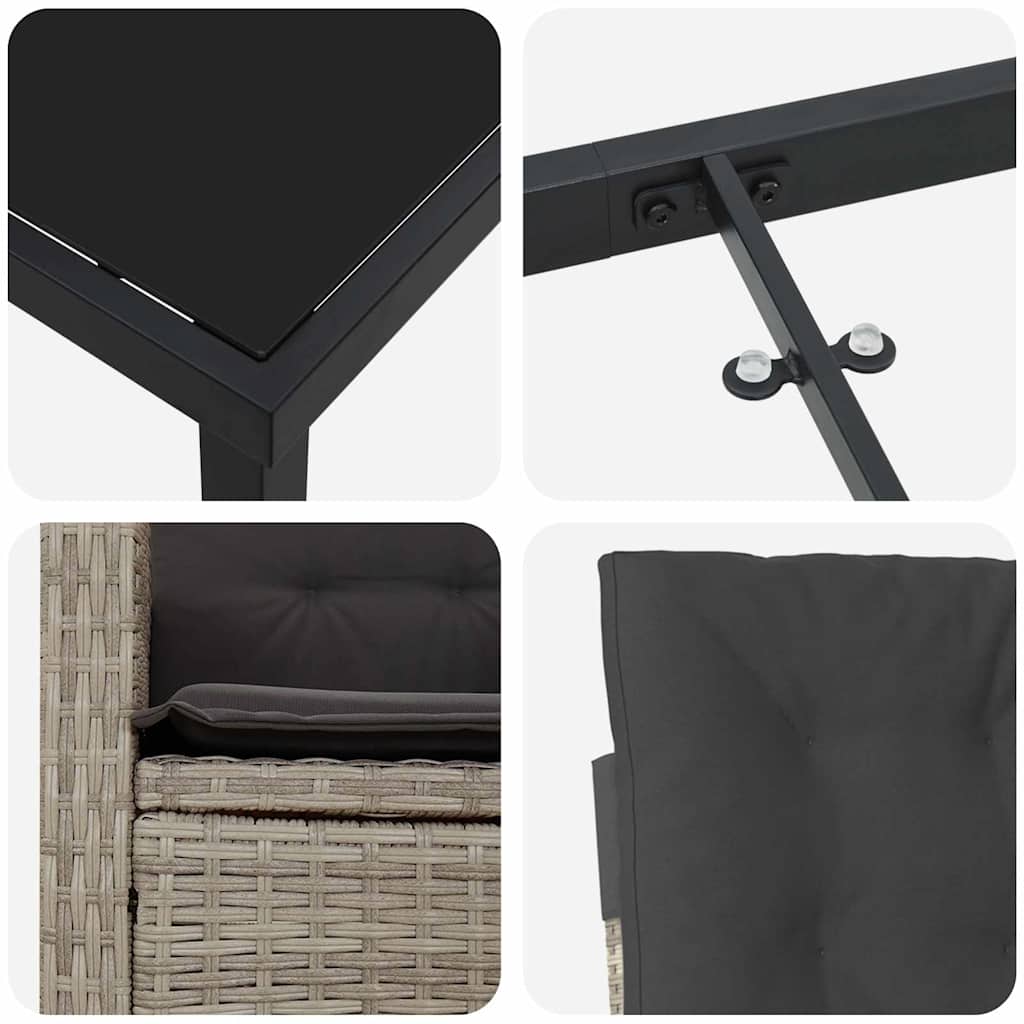 vidaXL Σετ Επίπλων Κήπου 3 Τεμαχίων με Μαξιλάρια σε Ανοιχτό Γκρι Πολυ-Ρατάν