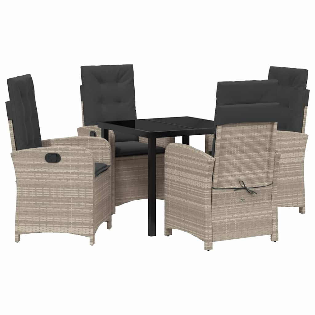 vidaXL Σέτ φαγητού για κήπο 5 pcs Ανοιχτό γκρι συνθετικό ρατάν