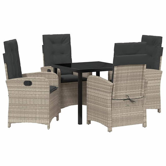 vidaXL Σέτ φαγητού για κήπο 5 pcs Ανοιχτό γκρι συνθετικό ρατάν