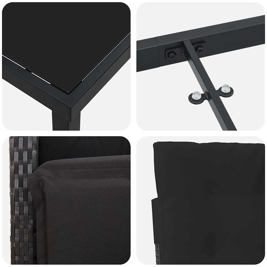 vidaXL Σέτ φαγητού για κήπο 5 pcs Μαύρο συνθετικό ρατάν