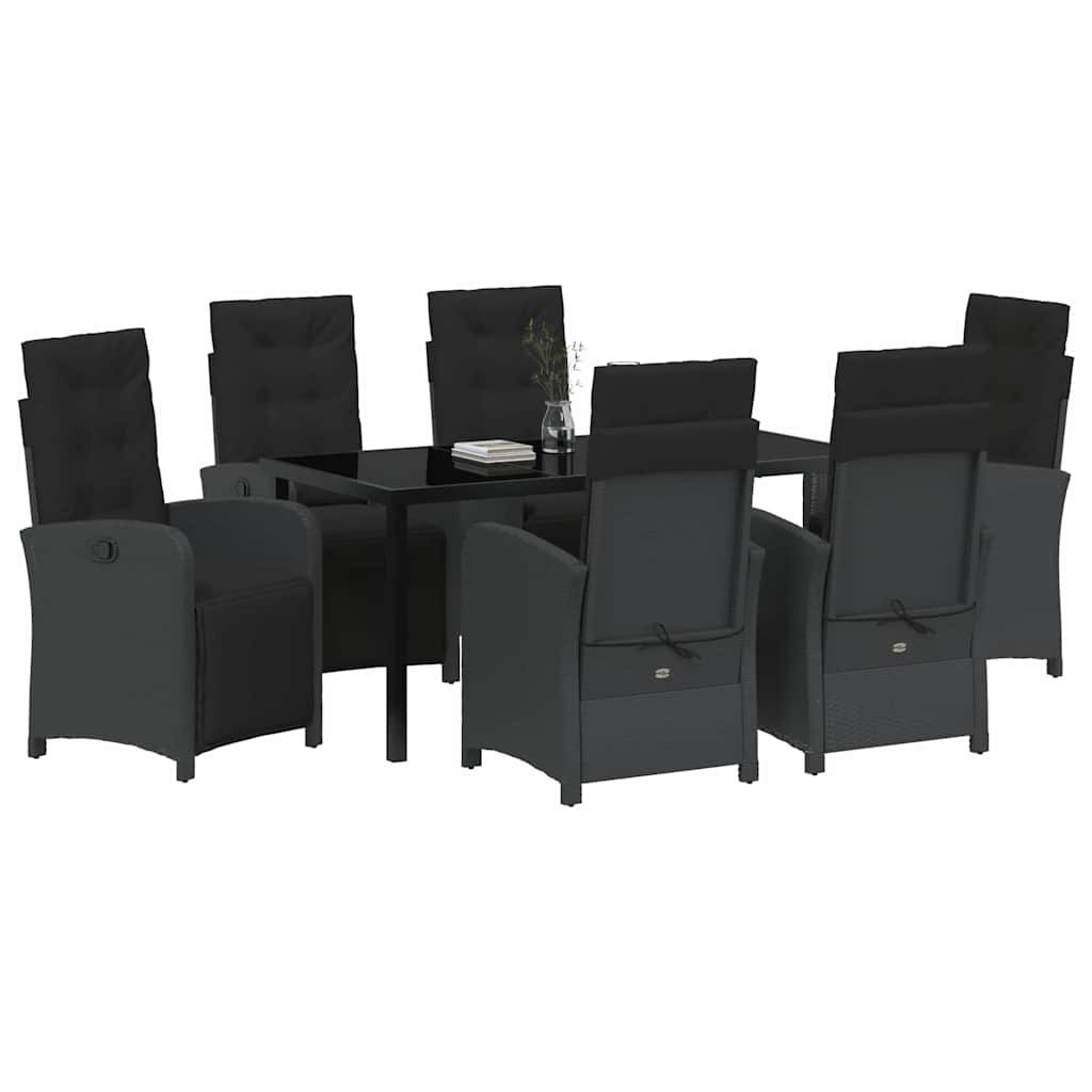 vidaXL Σέτ φαγητού για κήπο 7 pcs Μαύρο συνθετικό ρατάν