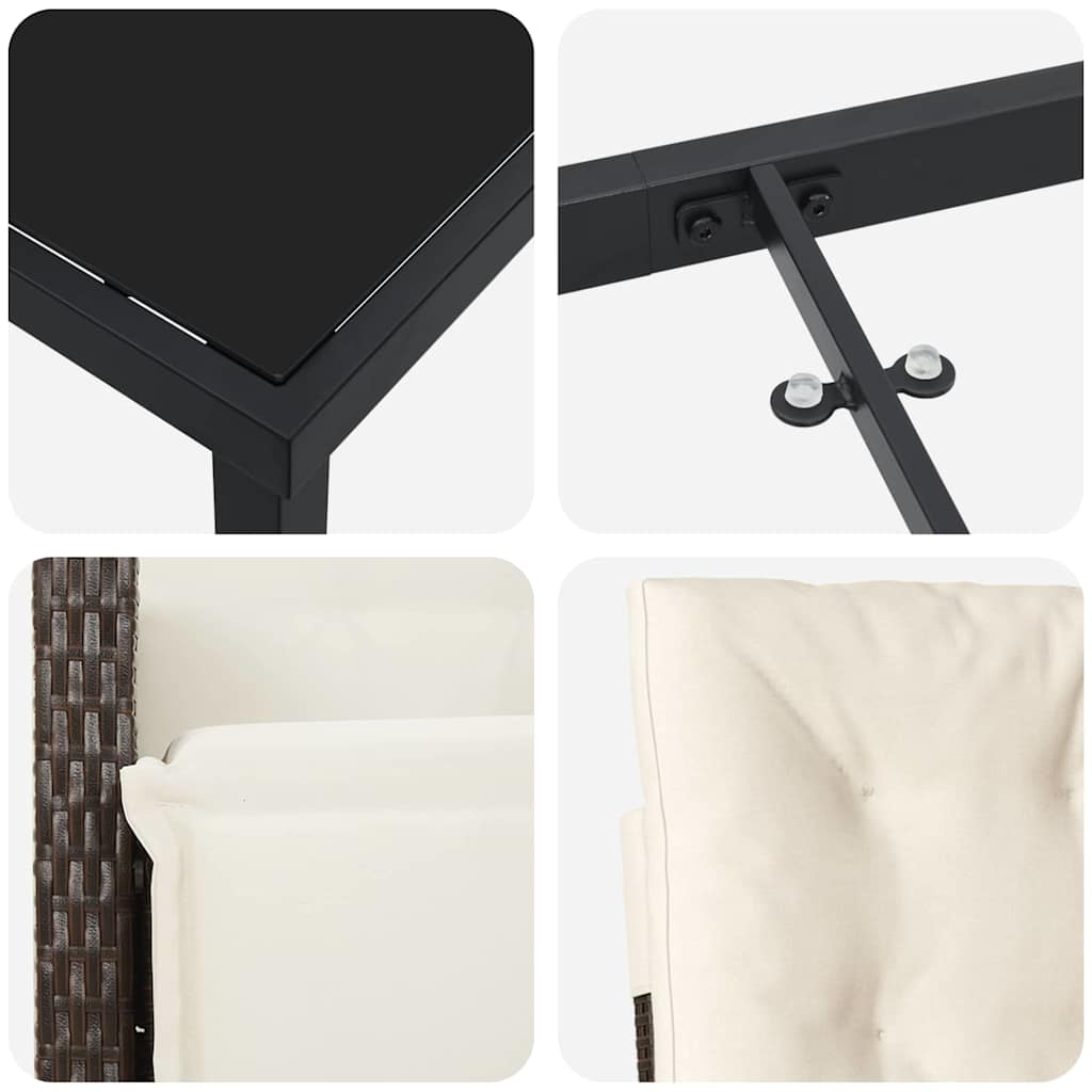 vidaXL Σετ Εξωτερικού Χώρου 5 Τεμαχίων με Μαξιλάρια Καφέ από Πολυ Ράτταν