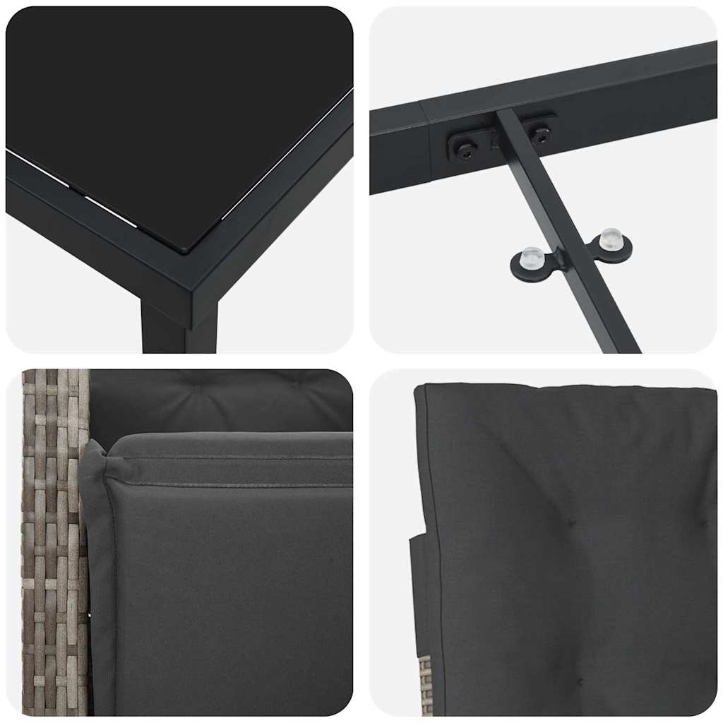 vidaXL Σέτ φαγητού για κήπο 3 pcs Γκρι συνθετικό ρατάν