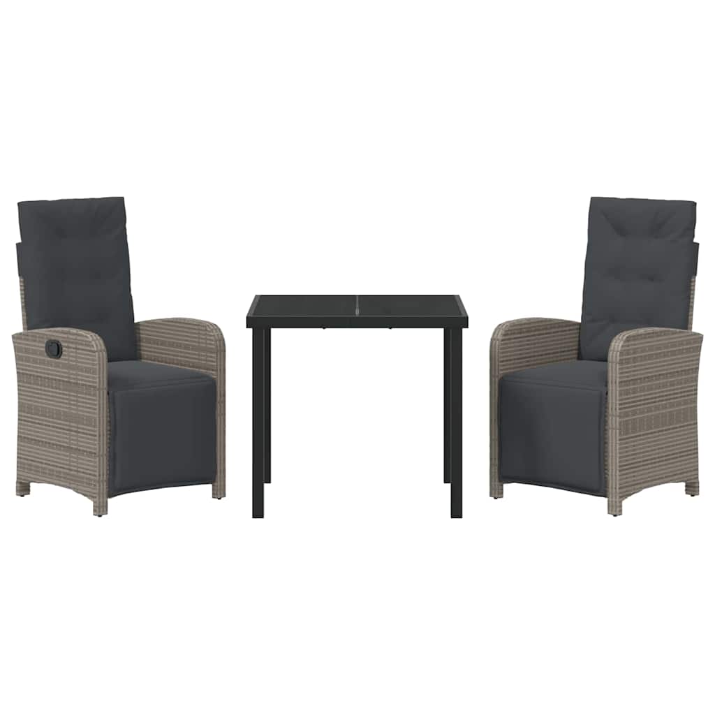 vidaXL Σέτ φαγητού για κήπο 3 pcs Γκρι συνθετικό ρατάν