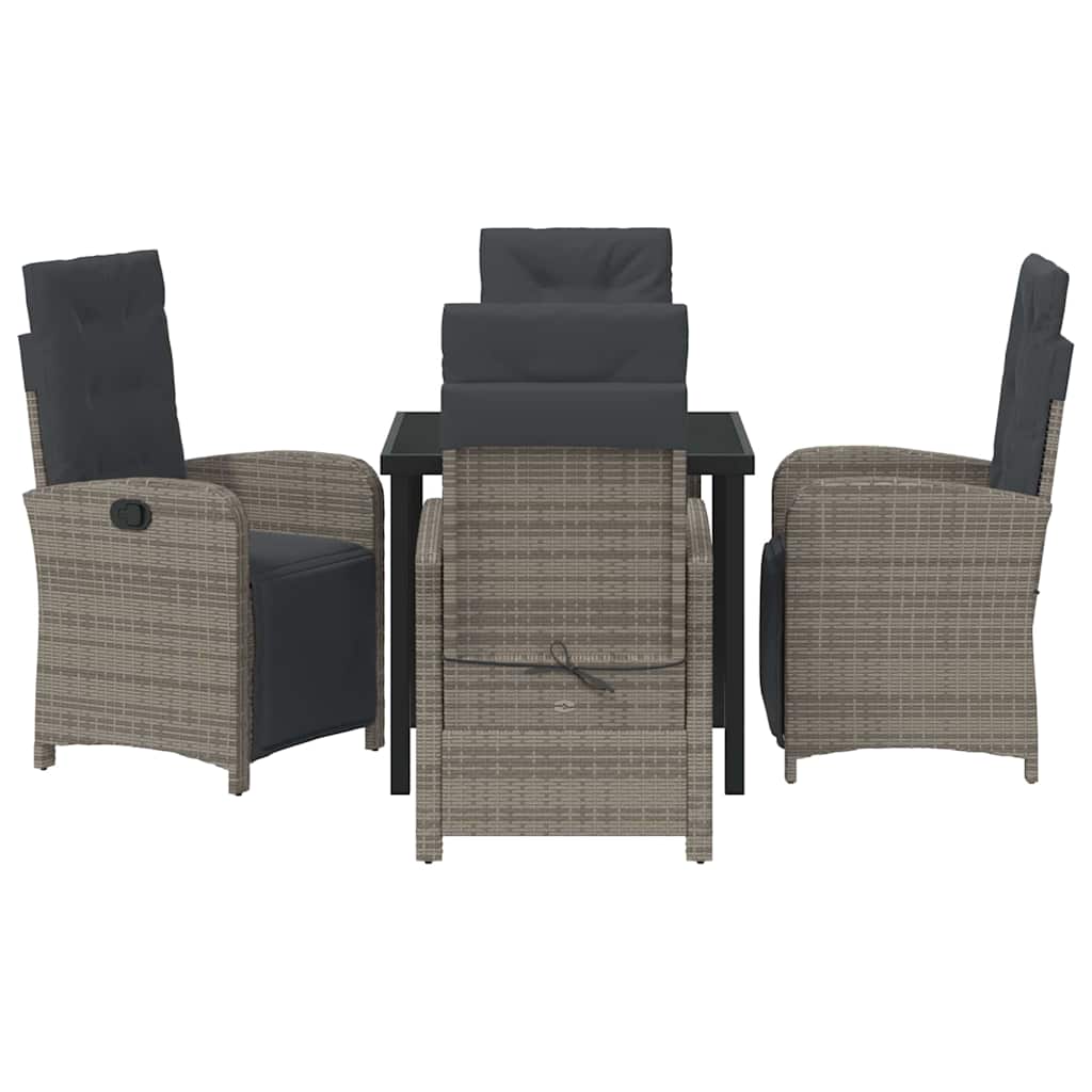 vidaXL Σετ Τραπεζαρίας για Έξω 5 Τεμαχίων με Μαξιλάρια Γκρι Πολυ Ράτταν