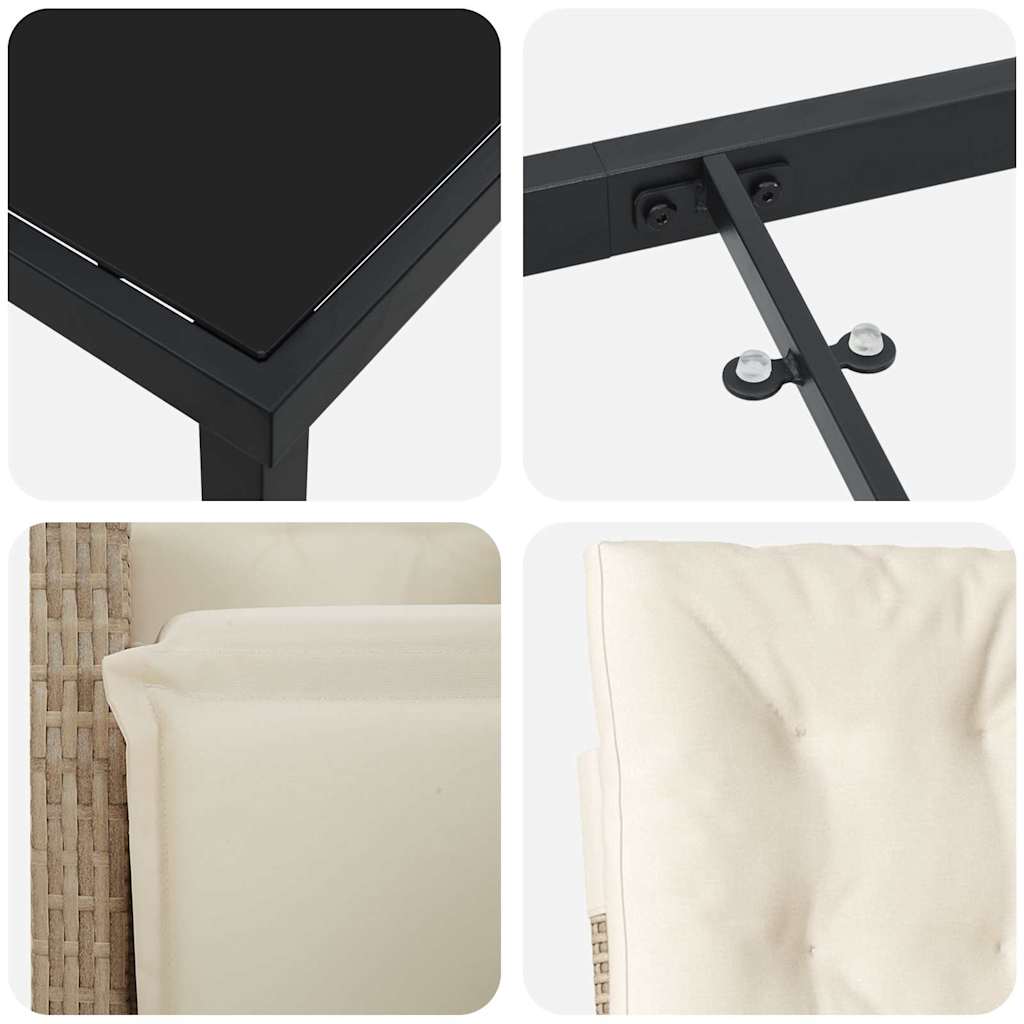 vidaXL Σετ Γεύματος Κήπου 5 Τεμαχίων με Μαξιλάρια Μπεζ Πολυ Ράτταν