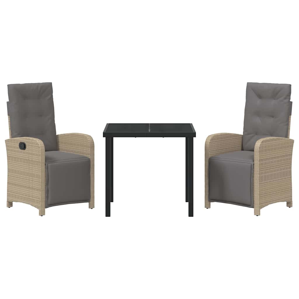 vidaXL Σετ τραπεζαρίας κήπου 3 τεμαχίων με μπεζ μαξιλάρια από πολυκαρβόνιο.