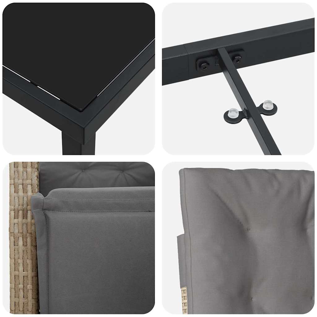 vidaXL Σέτ φαγητού για κήπο 5 pcs Μπεζ συνθετικό ρατάν