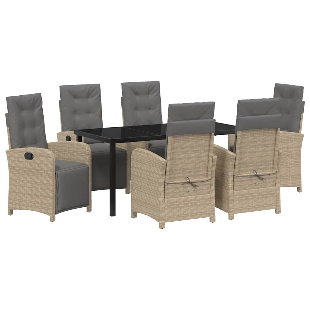 vidaXL Σέτ φαγητού για κήπο 7 pcs Μπεζ συνθετικό ρατάν