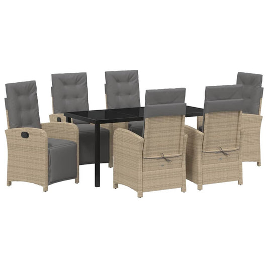 vidaXL Σέτ φαγητού για κήπο 7 pcs Μπεζ συνθετικό ρατάν