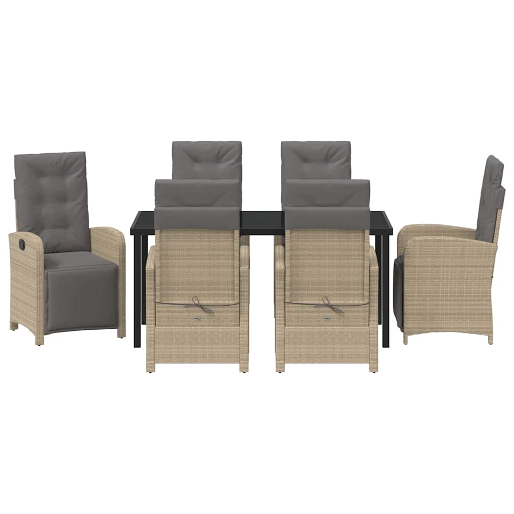 vidaXL Σέτ φαγητού για κήπο 7 pcs Μπεζ συνθετικό ρατάν