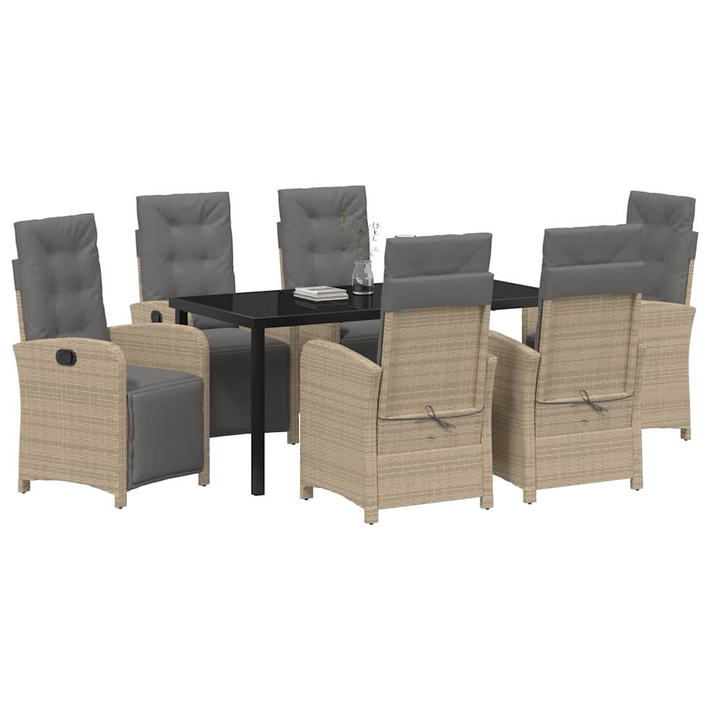 vidaXL Σέτ φαγητού για κήπο 7 pcs Μπεζ συνθετικό ρατάν