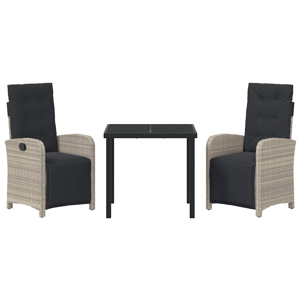 vidaXL Σέτ φαγητού για κήπο 3 pcs Ανοιχτό γκρι συνθετικό ρατάν