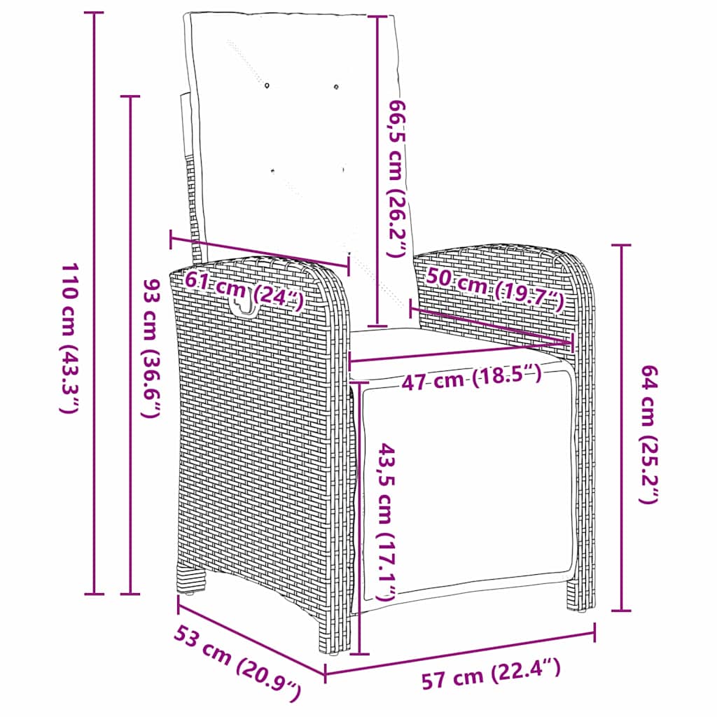 vidaXL Σέτ φαγητού για κήπο 3 pcs Ανοιχτό γκρι συνθετικό ρατάν