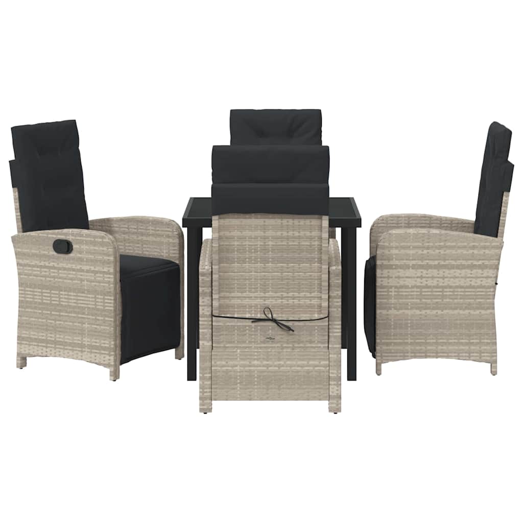 vidaXL Σετ Τραπεζαρίας για Εξωτερικούς Χώρους 5 Τεμαχίων με Μαξιλάρια σε Ανοιχτό Γκρι Πολυ Ράταν